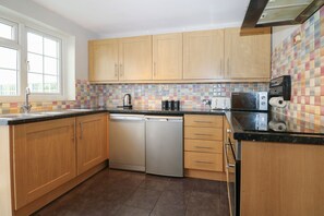 Fridge, dishwasher, electric kettle, toaster