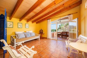 TV, fireplace - Country House 'Ses Oliveres En Port Verd' with Private Pool, Wi-Fi and Air Conditioning (Son Servera)