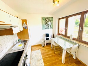 Fridge, microwave, oven, stovetop - Apartment 'Relax Holidays' with Private Terrace and Wi-Fi (Rheinheim)