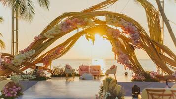 Utsikt mot strand/hav