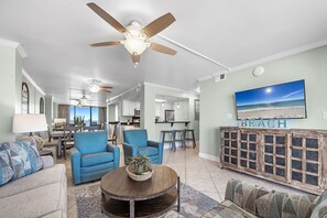 TV, DVD player - Beachfront Condo | Pool | The Whaler 4D | My Beach Getaways (Gulf Shores)