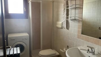 Hair dryer, towels, toilet paper