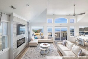 TV, fireplace, offices - Nags Head Oceanfront, Private Beach Access & Pool (Nags Head)