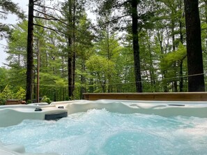 Outdoor spa tub - Up North Getaway: Cozy Lake Arrowhead Cabin with Hot Tub & Prime Location! (Gaylord)