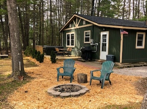 Terrace/patio - Up North Getaway: Cozy Lake Arrowhead Cabin with Hot Tub & Prime Location! (Gaylord)