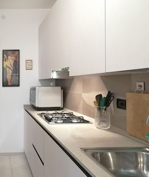 Kühlschrank, Mikrowelle, Ofen, Herdplatte