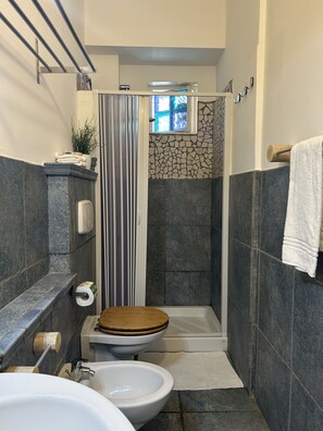 Deluxe Room, Sea View | Bathroom | Shower, rainfall showerhead, free toiletries, hair dryer - Arcobaleno Tropea (Tropea)