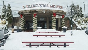 A building with a sign reading "Jackawanna Station." - Clean, Classy, Convenient. Montclair's Best Stay! Walk to town and train (Montclair)