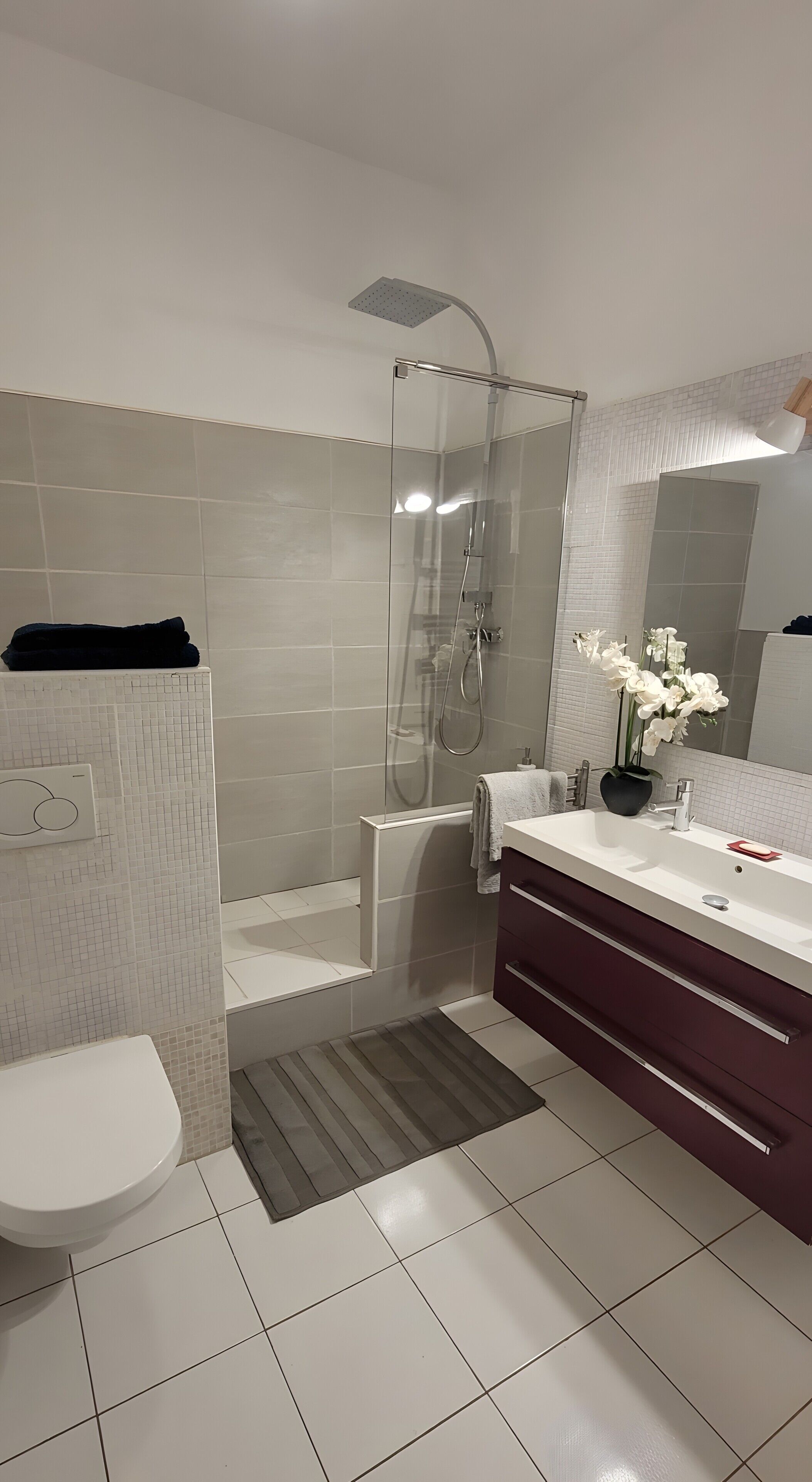 Een douche, een haardroger, handdoeken