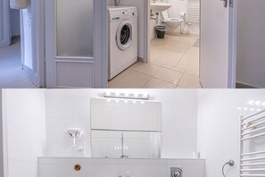 Shower, hair dryer, towels, soap - Stadthalle Oasis: Stylish 3BR Apartment in Vienna (Wien)