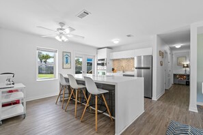 Fridge, microwave, oven, stovetop - Private Yard | Seasonal Beach Svc Included | My Beach Getaways (Pensacola Beach)