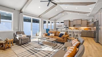 Smart TV, fireplace, video games, table football