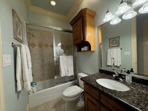Towels, soap, shampoo, toilet paper