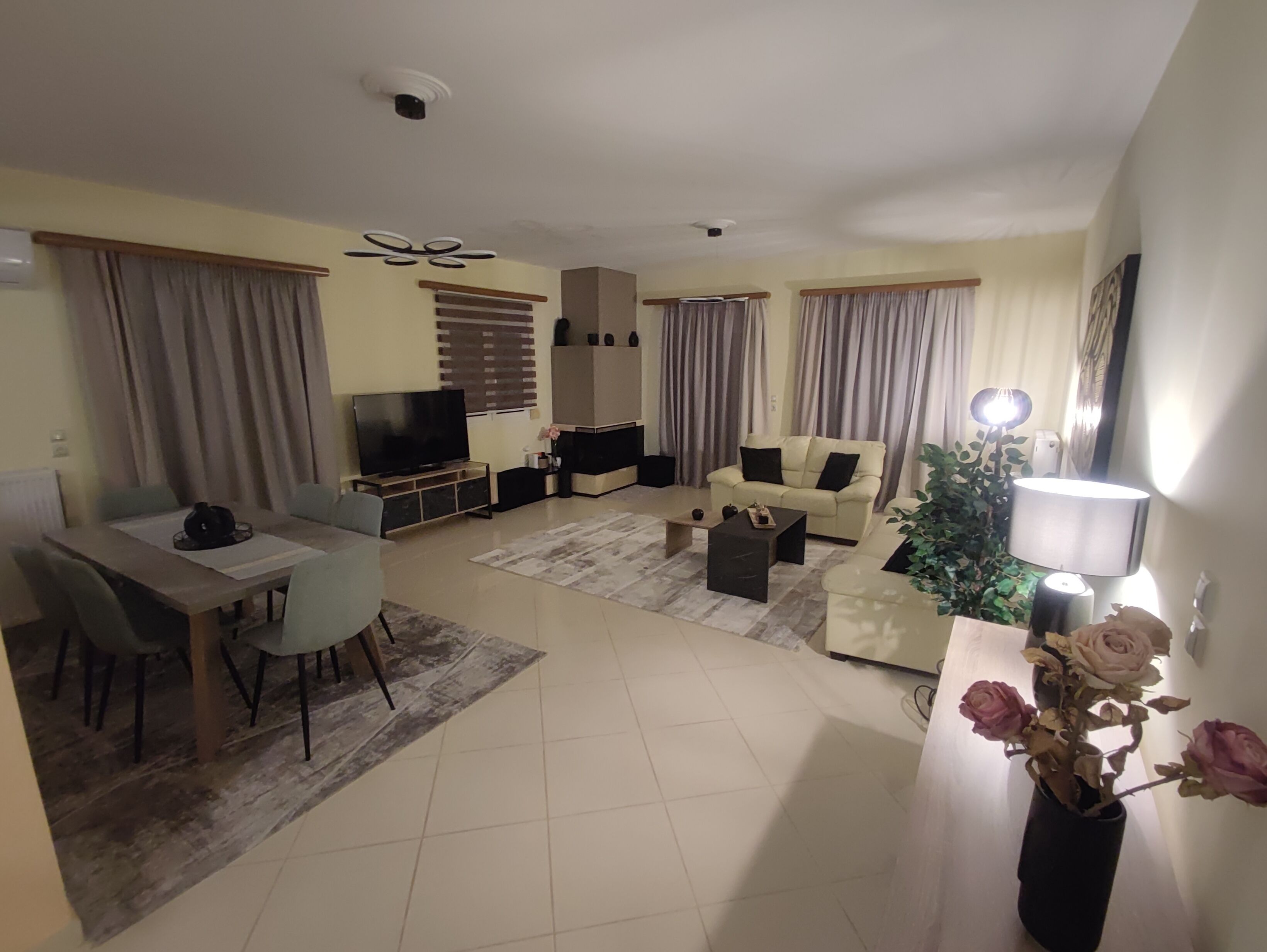 Smart TV, fireplace, video games