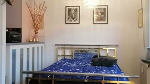 1 bedroom, iron/ironing board, bed sheets
