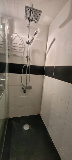 Dusche, Haartrockner, Seife, Toilettenpapier