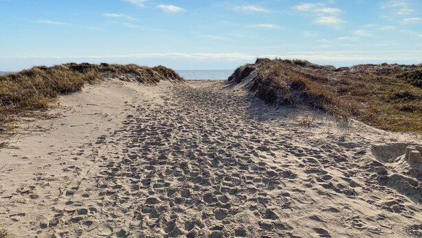 A sandy beach path with dunes on either side, leading to the sea. - 2 bedroom awesome home in Löttörp (Löttörp)