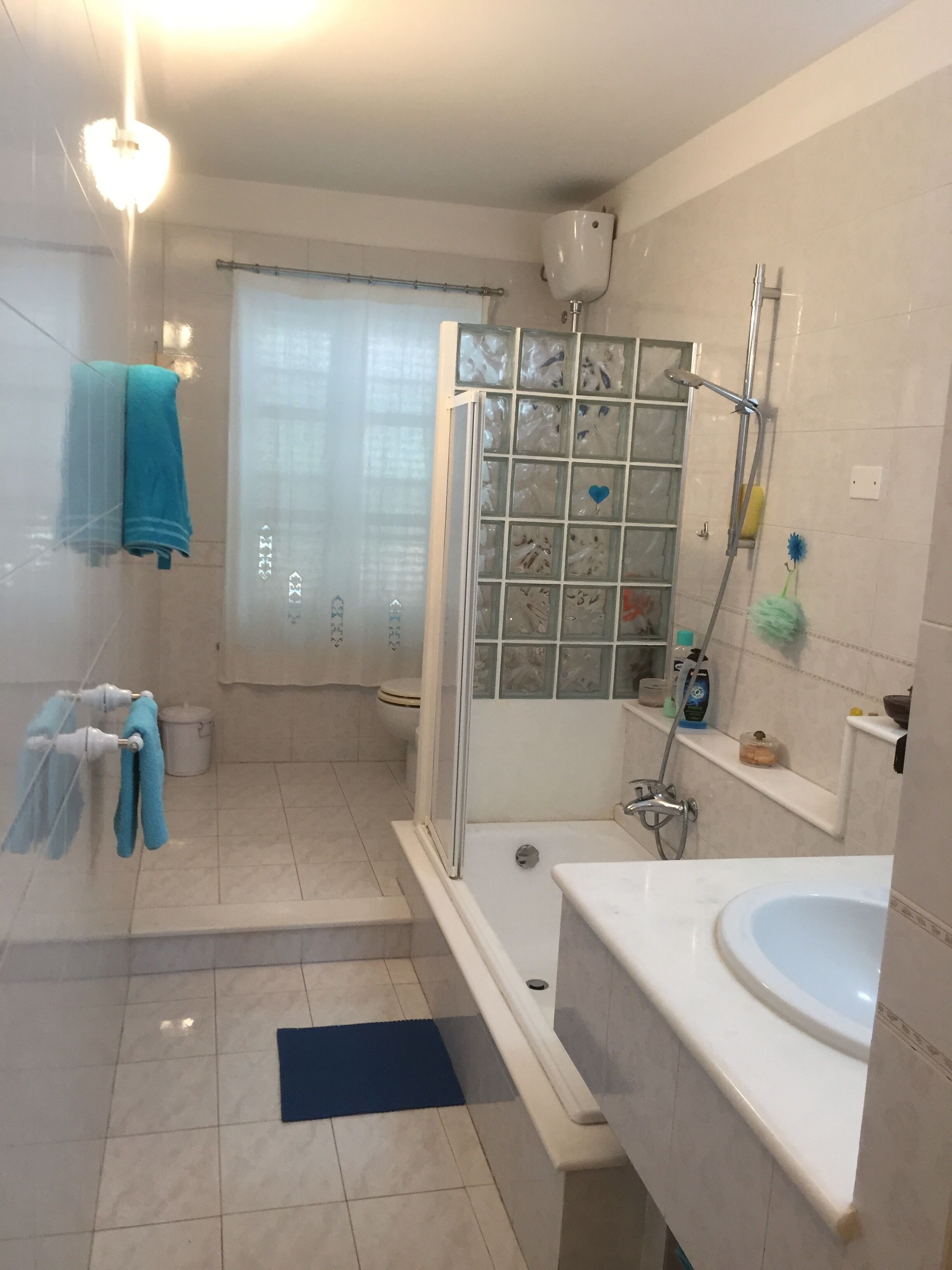 Shower, eco-friendly toiletries, hair dryer, bidet