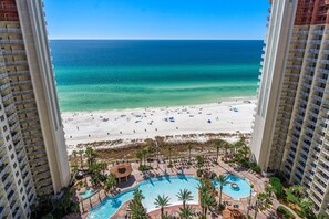 On the beach, sun-loungers, beach umbrellas - Shores of Panama by Blue Swell (Panama City Beach)