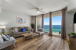 Condo, Multiple Beds, Hot Tub, Ocean View (Shores of Panama 1917) | Living area | 42-inch flat-screen TV with digital channels, TV