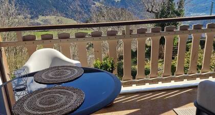 Stunning views of Swiss Alps in this contemporary and stylish apartment.