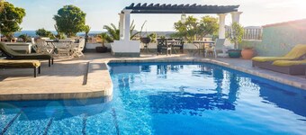 6 bed villa with stunning views - solar heated pool - 10 mins walk to the marina
