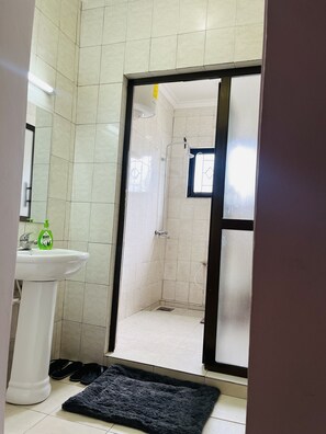 Doccia, asciugamani, sapone, carta igienica