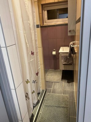 基本獨棟房屋, 1 張加大雙人床和 1 張沙發床, 庭院, 花園景觀 | 浴室