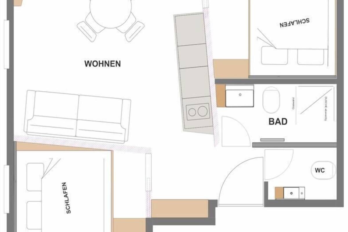 Apartamento Confort, 2 habitaciones, cocina | Plano