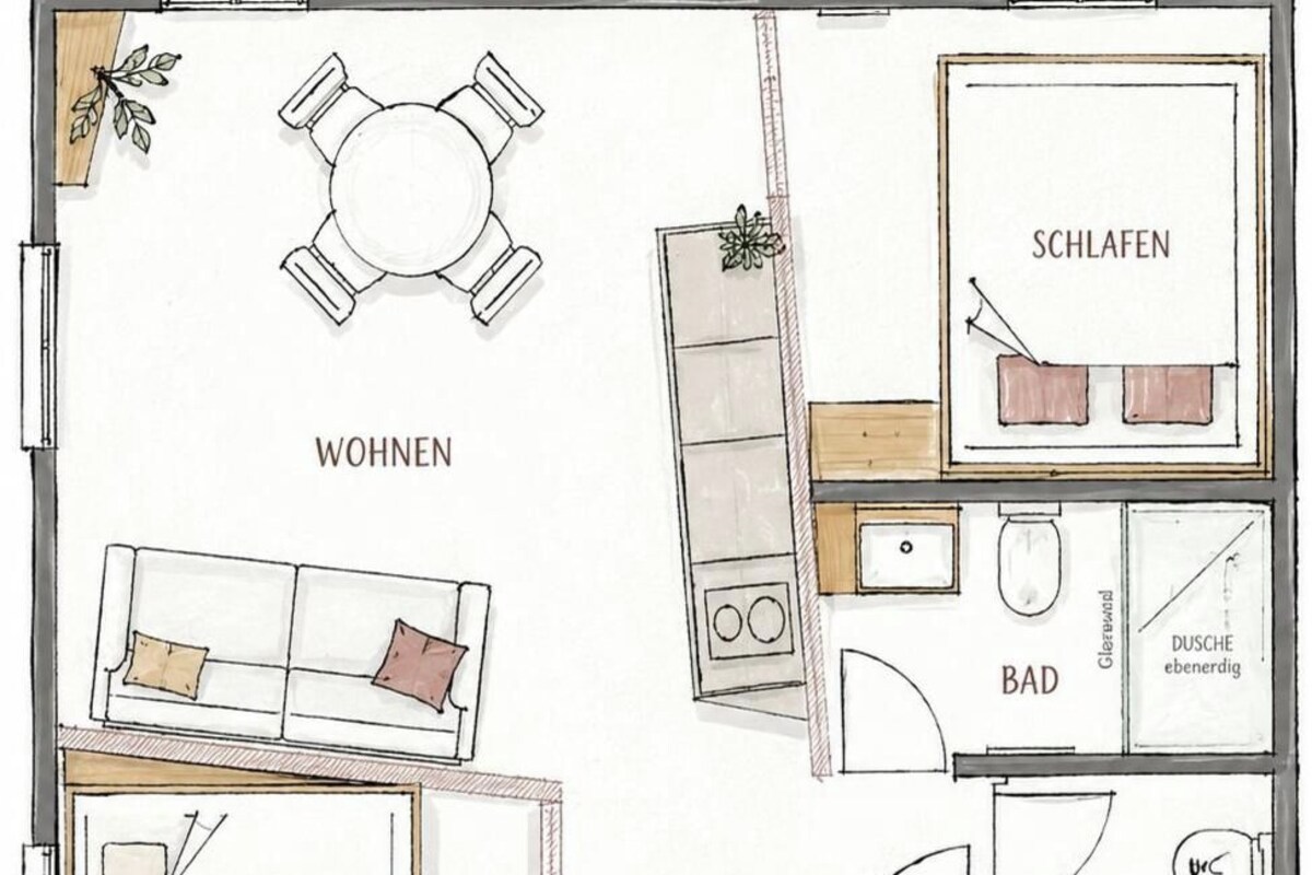 Appartement Confort, 2 chambres, cuisine | Plan d’étage