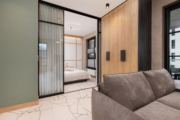 Apartment, 1 Schlafzimmer, Balkon | 1 Schlafzimmer, kostenloses WLAN, Bettwäsche