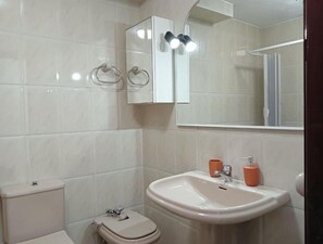 Hårtork, handdukar, tvål och toalettpapper