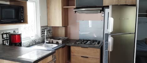 Kühlschrank, Mikrowelle, Herdplatte, Geschirrspüler