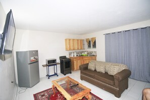 Smart TV - King Bd with Kitchen, AC, Hot Water, Stove & Large Standing Fridge (Montego Bay)