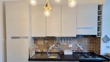 Fridge, oven, stovetop, coffee/tea maker