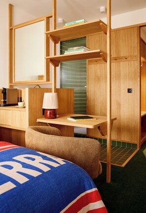 Hair dryer, bathrobes, towels, soap