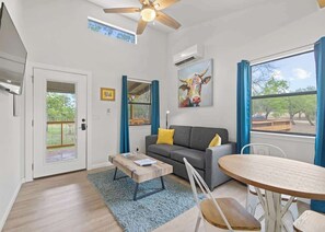 Cottage, 1 King Bed with Sofa bed, Hot Tub, River View (3565 Morris Ranch Bl) | Living area - Bluebonnet Waterfront Cottage With Hot Tub (Fredericksburg)