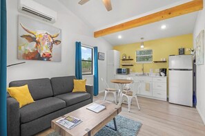 Cottage, 1 King Bed with Sofa bed, Hot Tub, River View (3565 Morris Ranch Bl) | Living area - Bluebonnet Waterfront Cottage With Hot Tub (Fredericksburg)