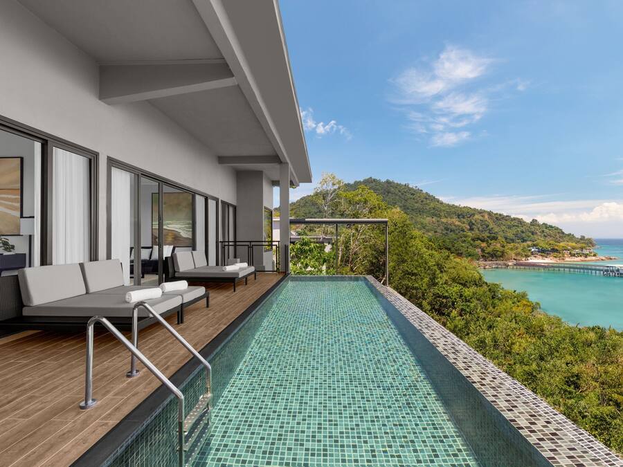 Royal-villa - 2 soveværelser | Premium-sengetøj, minibar, pengeskab på værelset, skrivebord