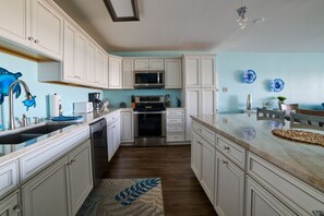 Fridge, microwave, oven, stovetop - Luxury Oceanview Condo, Steps to the Beach (Salter Path)