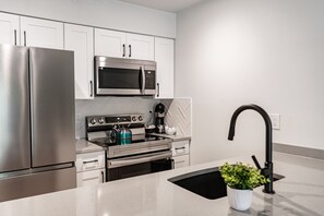 Fridge, microwave, oven, stovetop - Modern Central ATX Condo. Walk to Zilker Park, Barton Springs & Lady Bird Lake (Austin)