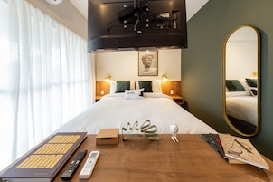 Studio Casal com Varanda Torre Smart | 1 bedroom, hypo-allergenic bedding, individually decorated