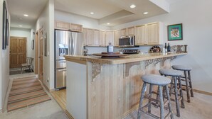 Microwave, dishwasher, cookware/dishes/utensils, paper towels - Walk to Ski Lift: Breck Condo w/ Hot Tub (Breckenridge)