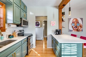 Fridge, microwave, oven, stovetop - Spacious Detroit Lakes Home: Walk to Downtown! (Detroit Lakes)