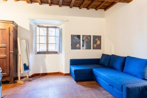Living area - GuestHost - Cozy apartment of about 35sqm located on the ground floor of a renovated period building, without elevator (steps to access it). The accommodation is located in the historic center of Castagneto Carducci, a medieval village named after the we (Castagneto Carducci)