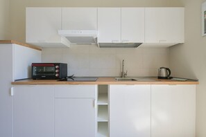 Fridge, stovetop, cookware/dishes/utensils