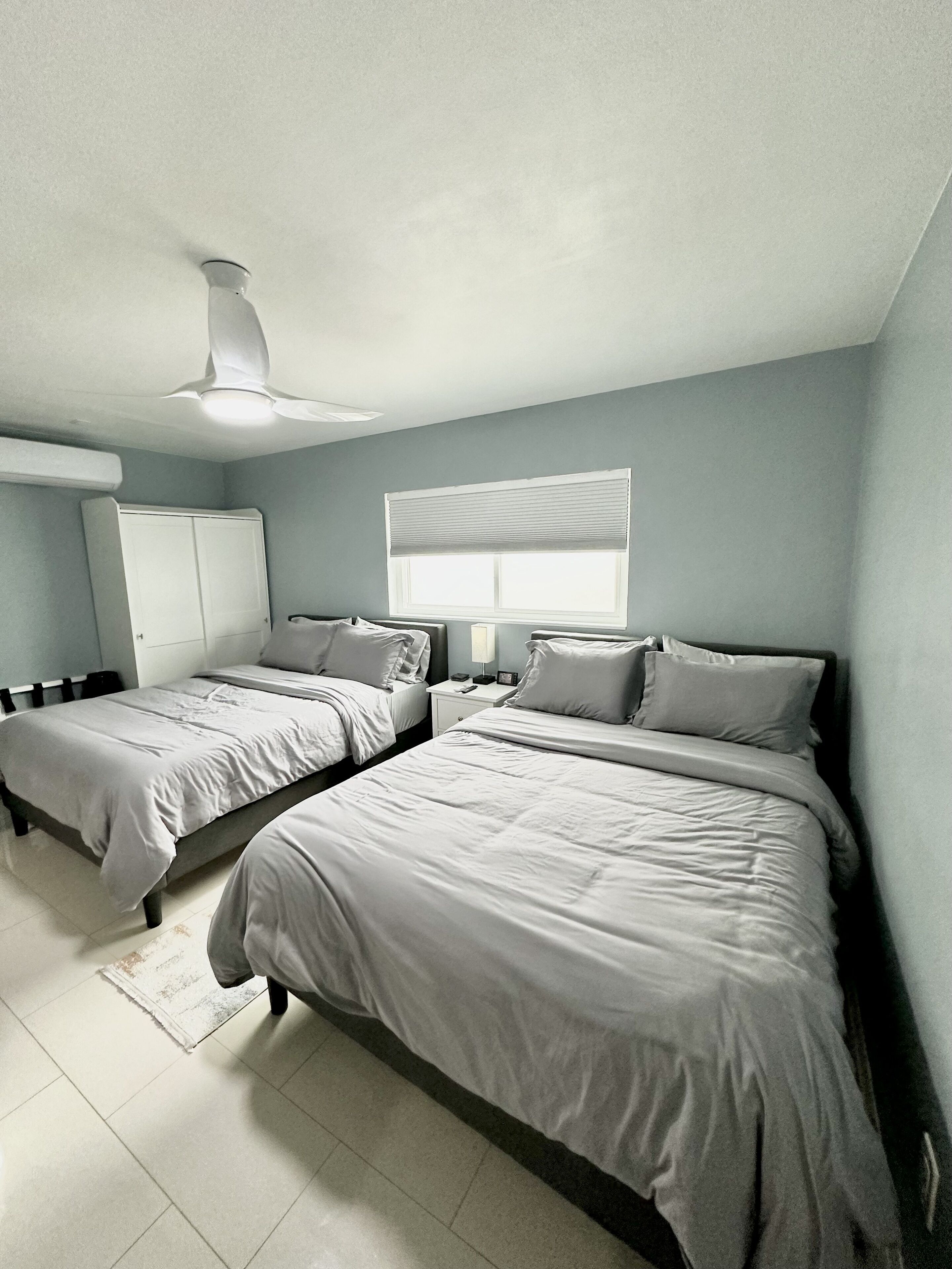 1 bedroom, desk, iron/ironing board, travel cot