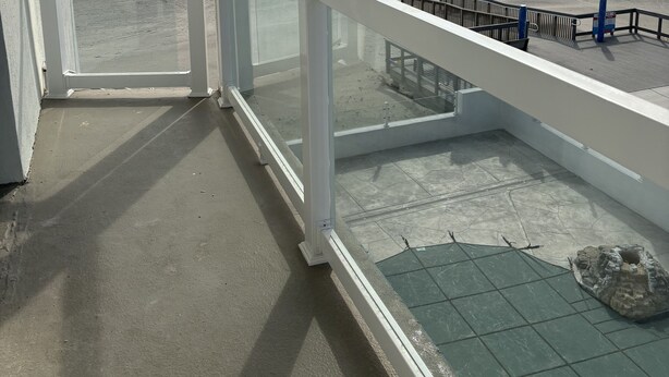 A balcony with a view of the beach and ocean. - Retro Ocean Front, Private Deck, Pool, Elevator, Linens  (Wildwood Crest)