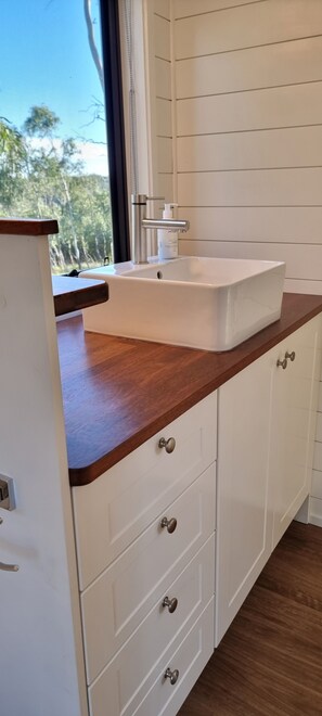 Shower, eco-friendly toiletries, hair dryer, towels
