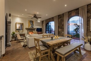 Exclusive Villa, 3 Bedrooms, Fireplace, Valley View | Living area | Smart TV, fireplace, Netflix, streaming services - Panoramic Paradise 3BR Overlooking SMA (San Miguel de Allende)